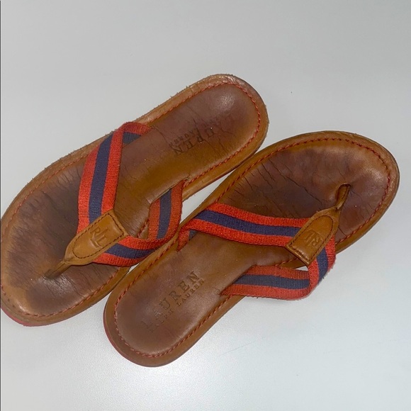 Lauren Ralph Lauren Blue & Red flip flops size 6 preowned - Picture 1 of 13